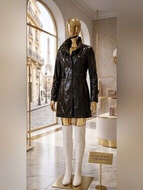 Awesome Black Patent Trench Coat - Women